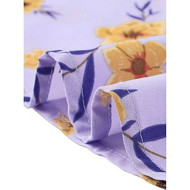 Women's Peter Pan Collar A-Line Flowy Midi Chiffon Floral Dress