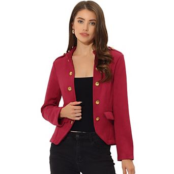 Women's Faux Suede Open Front Long Sleeve Button Decor Steampunk Jacket