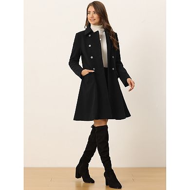 Women' Winter Overcoat Single Breasted Button Velvet Contrast Collar Coat