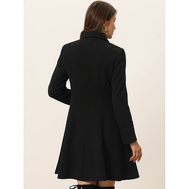 Women' Winter Overcoat Single Breasted Button Velvet Contrast Collar Coat