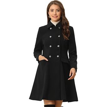 Women' Winter Overcoat Single Breasted Button Velvet Contrast Collar Coat