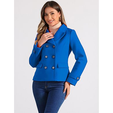Women's Winter Worsted Notched Lapel Double Breasted Overcoat