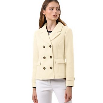 Women's Winter Worsted Notched Lapel Double Breasted Overcoat