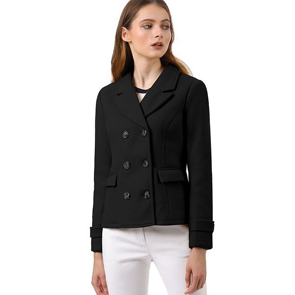 Women's Winter Worsted Notched Lapel Double Breasted Overcoat