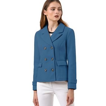 Women's Winter Worsted Notched Lapel Double Breasted Overcoat