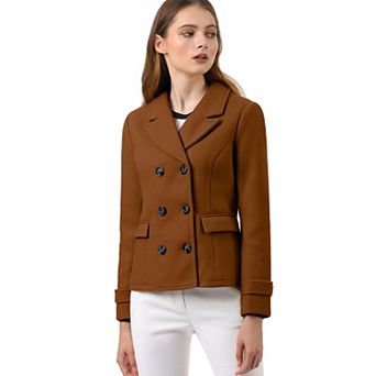 Women's Winter Worsted Notched Lapel Double Breasted Overcoat