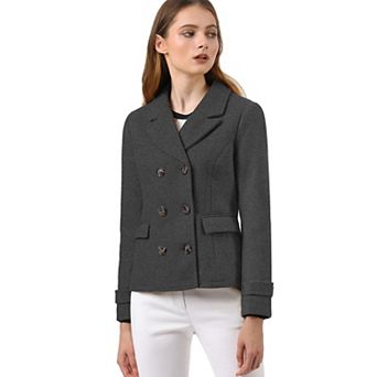 Women's Winter Worsted Notched Lapel Double Breasted Overcoat