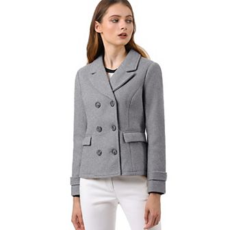 Women's Winter Worsted Notched Lapel Double Breasted Overcoat