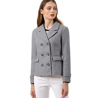Women's Winter Worsted Notched Lapel Double Breasted Overcoat
