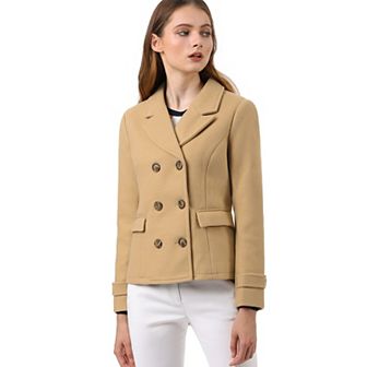 Women's Winter Worsted Notched Lapel Double Breasted Overcoat