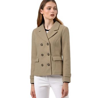 Women's Winter Worsted Notched Lapel Double Breasted Overcoat