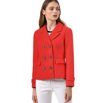 Women's Winter Worsted Notched Lapel Double Breasted Overcoat