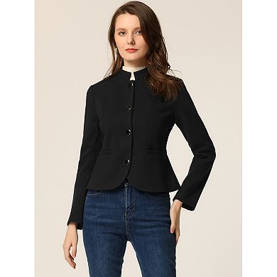 Women's Peplum Cropped Woolen Jacket Coat