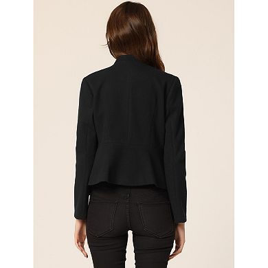 Women's Peplum Cropped Woolen Jacket Coat