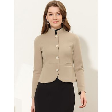Women's Peplum Cropped Woolen Jacket Coat
