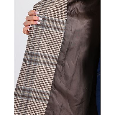 Women's Plaid Shawl Collar Belted Wrap Winter Coat