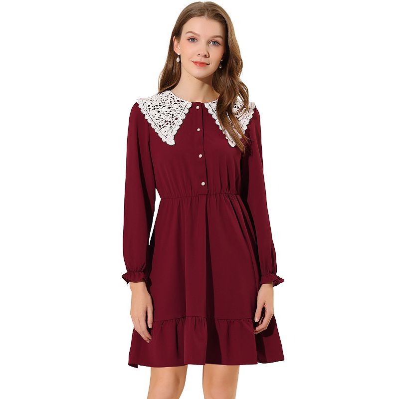 Burgundy peter clearance pan collar dress