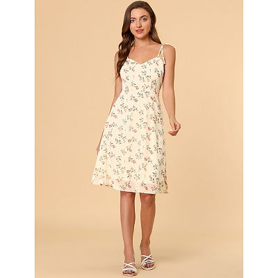 Women's Spaghetti Strap Dress Sleeveless Floral Sundress - Main Image
