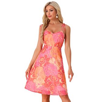 Women's Spaghetti Strap Dress Sleeveless Floral Sundress