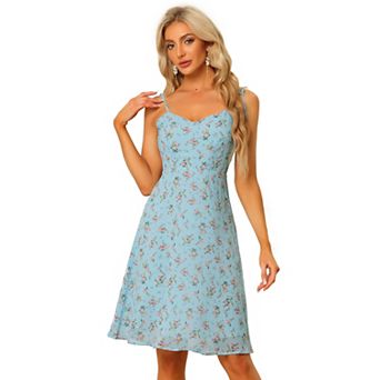 Women's Spaghetti Strap Dress Sleeveless Floral Sundress