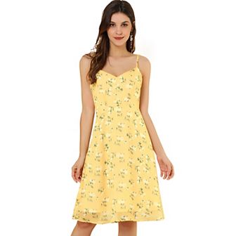 Women's Spaghetti Strap Dress Sleeveless Floral Sundress