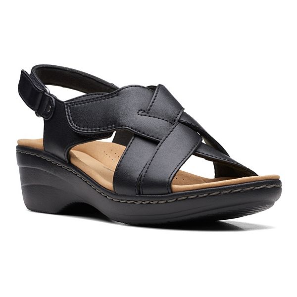 Clarks&reg; Merliah Echo Women's Leather Wedge Sandals - Black (11)