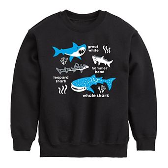 Boys 8-20 Types of Sharks Fleece Graphic Pullover