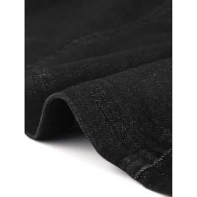 Women's Open Front Long Sleeve Washed Cropped Shrug Denim Jacket