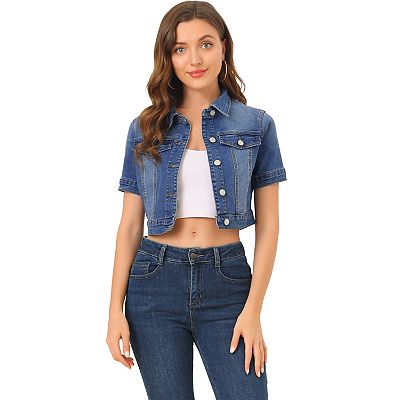 Cheap cropped jean jacket best sale