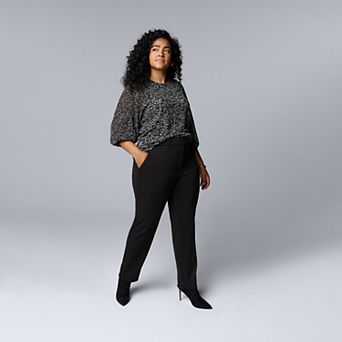 Plus Size Simply Vera Vera Wang High-Rise Slim Straight Trouser Pants