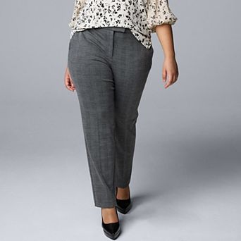 Plus Size Simply Vera Vera Wang High-Rise Slim Straight Trouser Pants