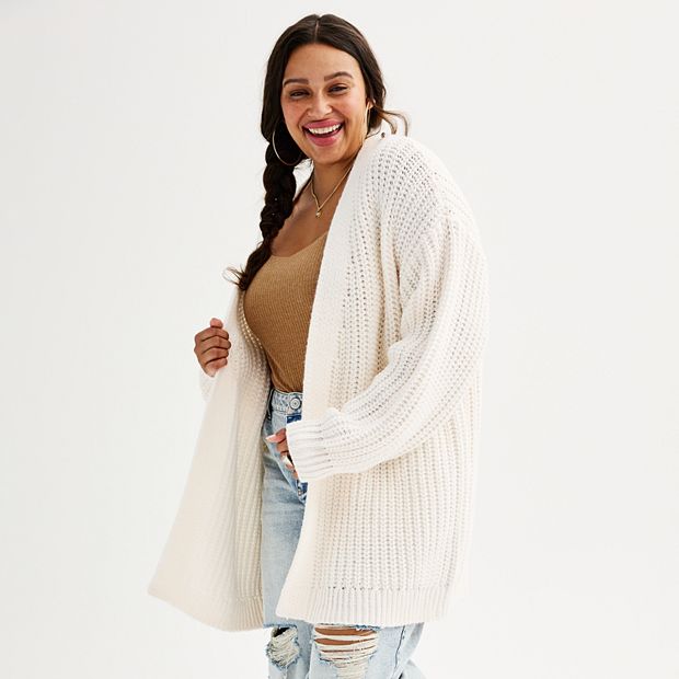 Juniors Plus Size SO Oversized Open Front Cardigan