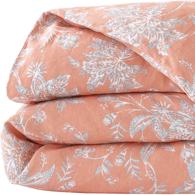 Lands End Breathable Linen Duvet Twin Bed Cover, Orange