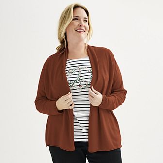 Plus Size Croft & Barrow® The Extra Soft Closureless Cardigan