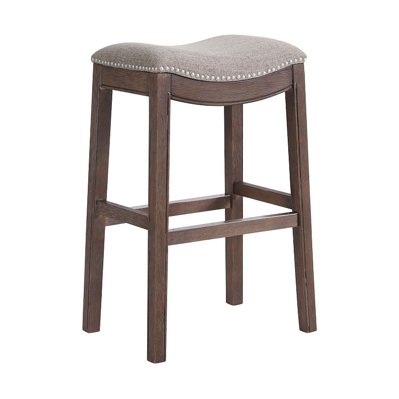 Williston Bar Height Stool Dark Brown - Alaterre Furniture: Cushioned, Nailhead, Rubberwood