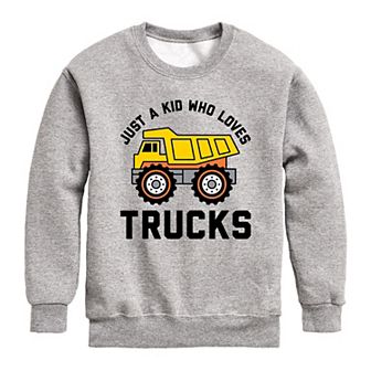 Boys 8-20 Kid Who Loves Trucks Fleece Sweatshirt