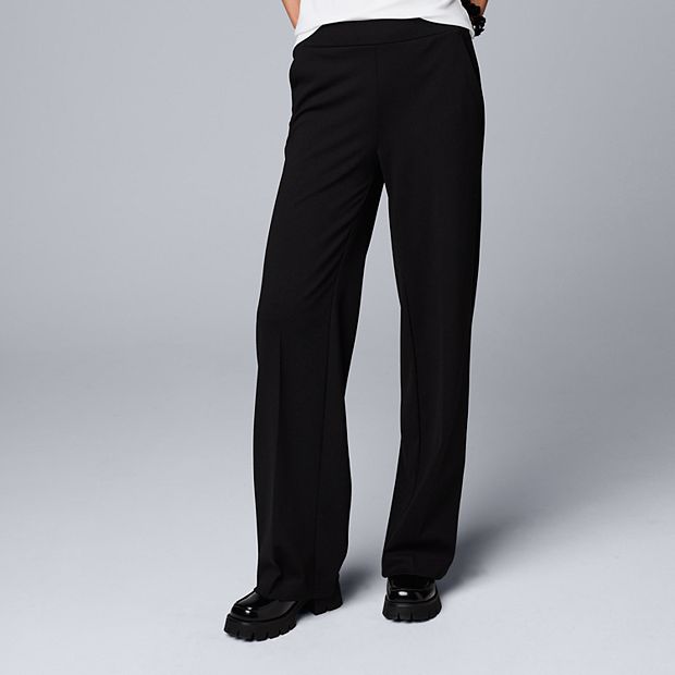 【MODERNIF】Aru Semi Wide Slacks Women's Simply Vera Vera Wang High-Rise Ponte Pull-On Wide