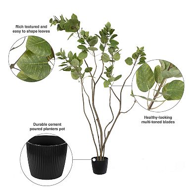 Vickerman Artificial Green Potted Cotinus Coggygria Tree Floor Decor