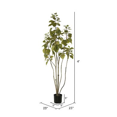 Vickerman Artificial Green Potted Cotinus Coggygria Tree Floor Decor