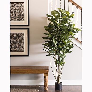 Vickerman Artificial Green Potted Fiddle Tree Floor Decor