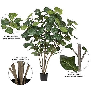 Vickerman Artificial Green Potted Fiddle Tree Floor Decor