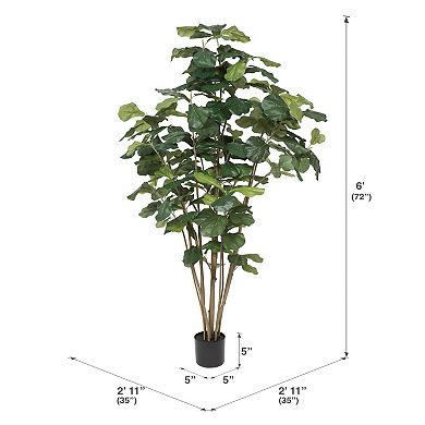 Vickerman Artificial Green Potted Fiddle Tree Floor Decor