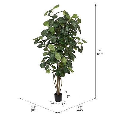 Vickerman Artificial Green Potted Fiddle Tree Floor Decor