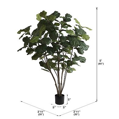 Vickerman Artificial Green Potted Fiddle Tree Floor Decor