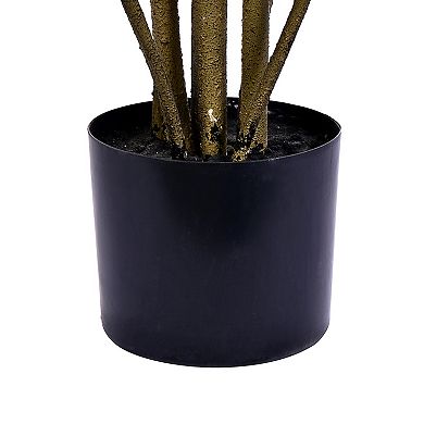 Vickerman Potted Artificial Green and Orange Croton Tree Floor Decor