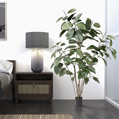 Vickerman Potted Artificial Green Rubber Tree Floor Decor