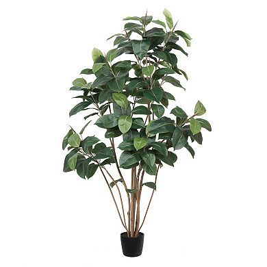 Vickerman Potted Artificial Green Rubber Tree Floor Decor