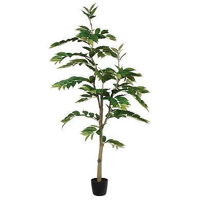 Vickerman Potted Artificial Green Nandina Tree Floor Decor