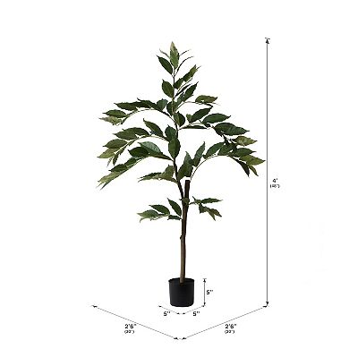 Vickerman Potted Artificial Green Nandina Tree Floor Decor
