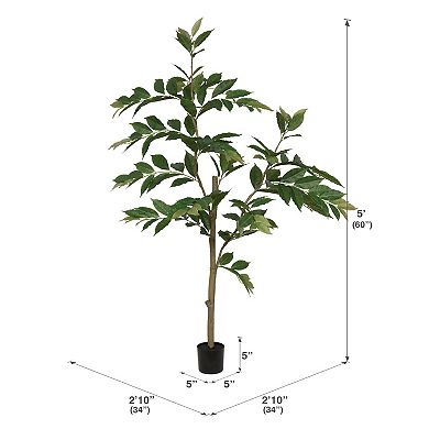 Vickerman Potted Artificial Green Nandina Tree Floor Decor